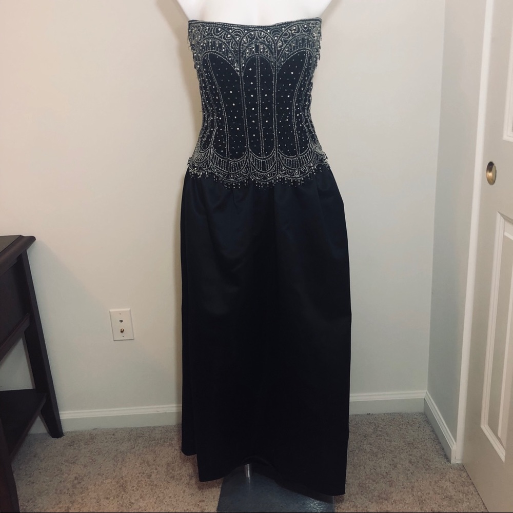 Jovani Black Beaded Strapless Prom Gown - Picture 3 of 7